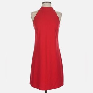BCX Vibrant Red scalloped halter Dress